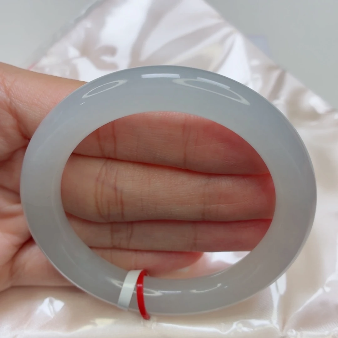 翡翠未镶嵌手镯老坑53圈冰胶白月光017贯穿瑕疵漏