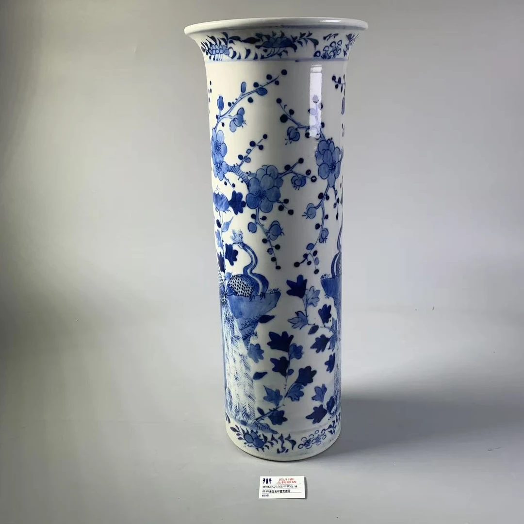 SCS23566晚清青花吉祥富贵香筒