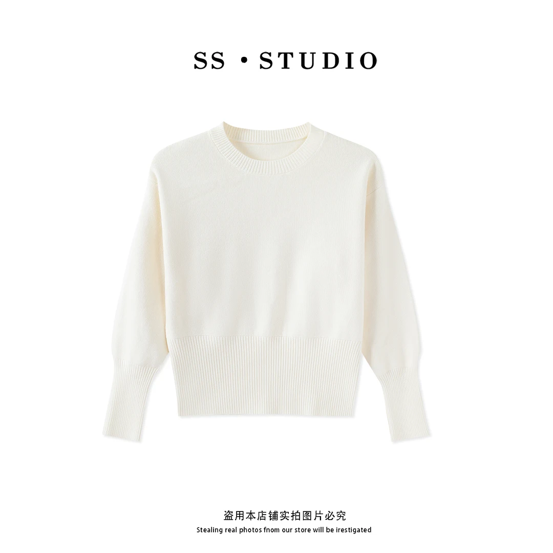 【SUSU】秋冬新款简约休闲百搭长袖圆领针织打底套头毛衣SS-1076