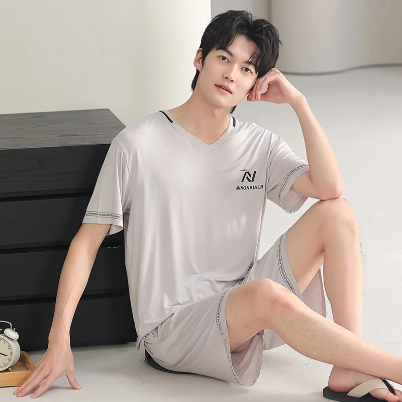 【13号链接】夏季新款男士睡衣凉感冰皮短袖短裤家居服