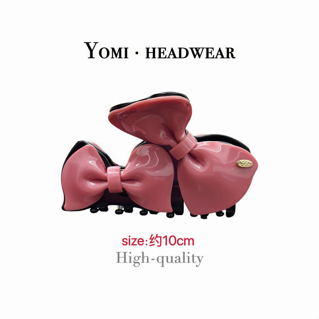 洋气醋酸粉色10CM双层蝴蝶结抓夹2025新款饰品网红可爱甜美韩版