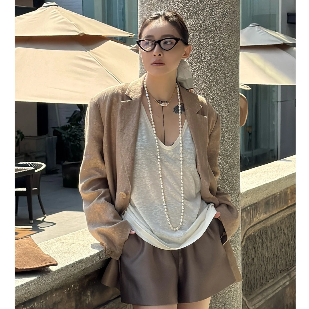 李大琪【丝感背心】2025新款简约轻薄舒适清新透凉V领内搭通勤背心