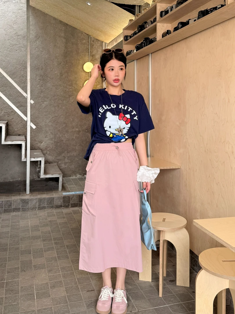0353【夏季新款】口袋钉扣潮牌休闲工装裙（2518）（279）