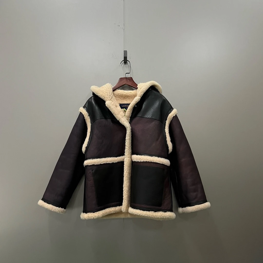 未使用 LouisVuitton/路易威登 yy 皮毛一体夹克 34码 600977