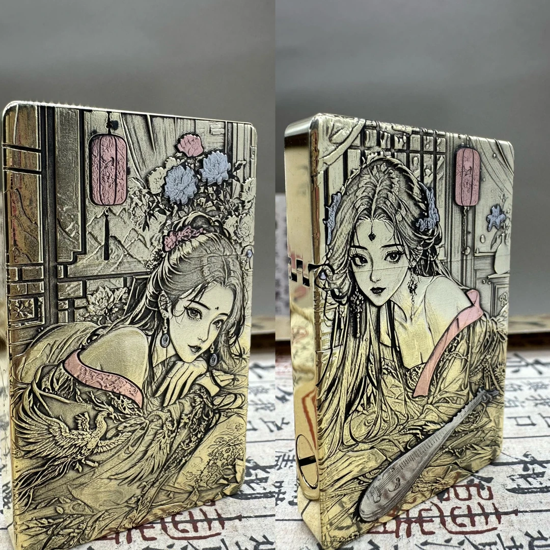 【王昭君】四大美人系列ZL8小重甲浮雕镶嵌煤油打火机佐罗正品创意