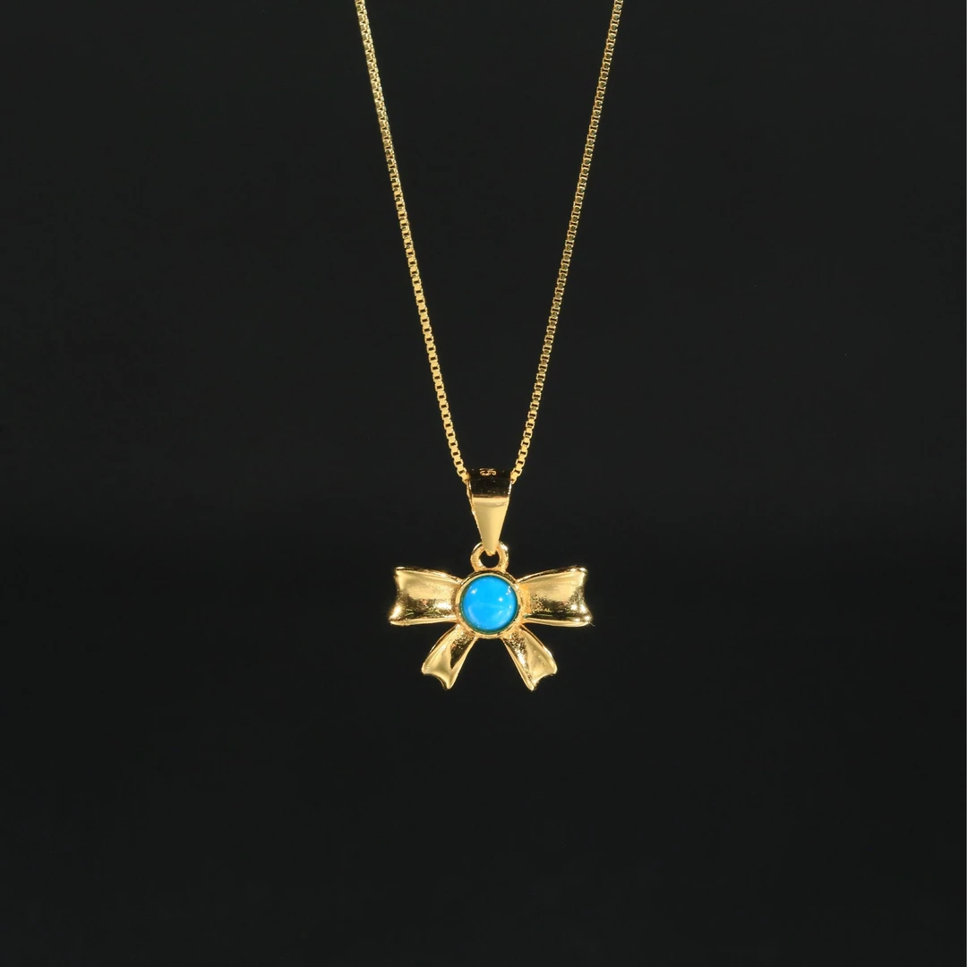 【闫闫专属】安曼博 S925银 绿松石美松蝴蝶结吊坠 约4mm XZ0366BZ