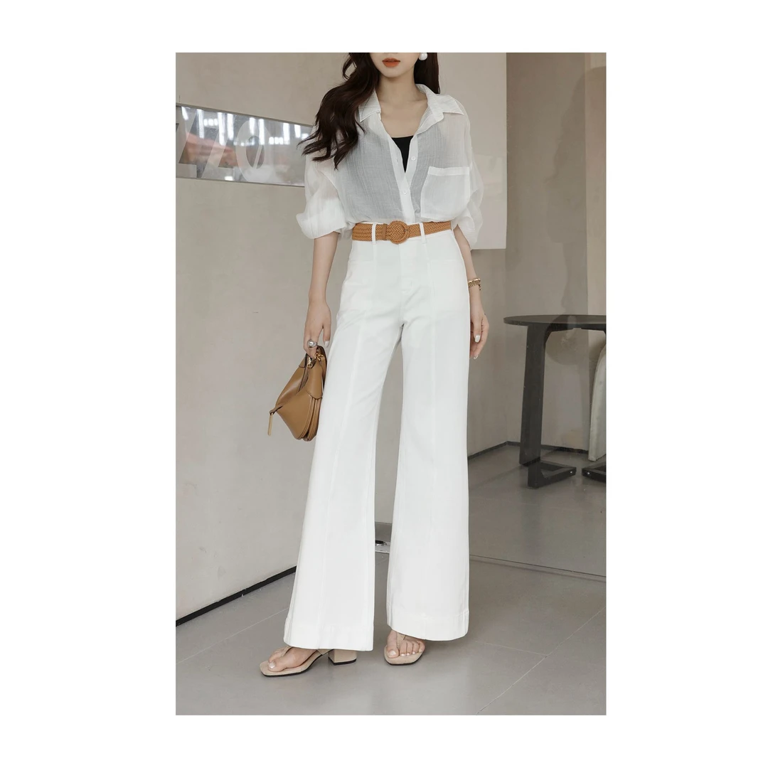 莱赛尔高腰2025夏季新款冰感九分休闲直筒微喇牛仔裤女