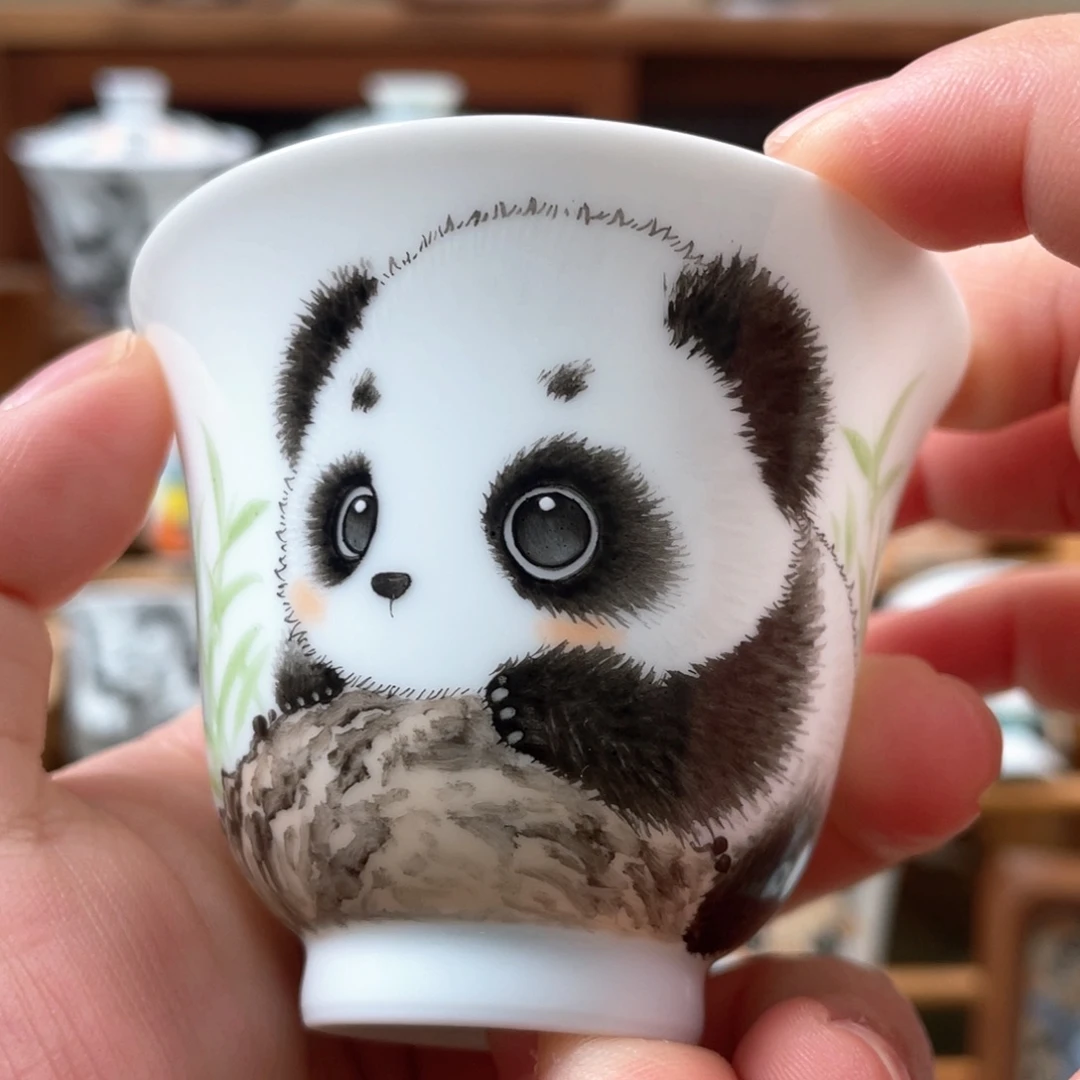 丰**4宫九陶瓷手绘熊猫杯