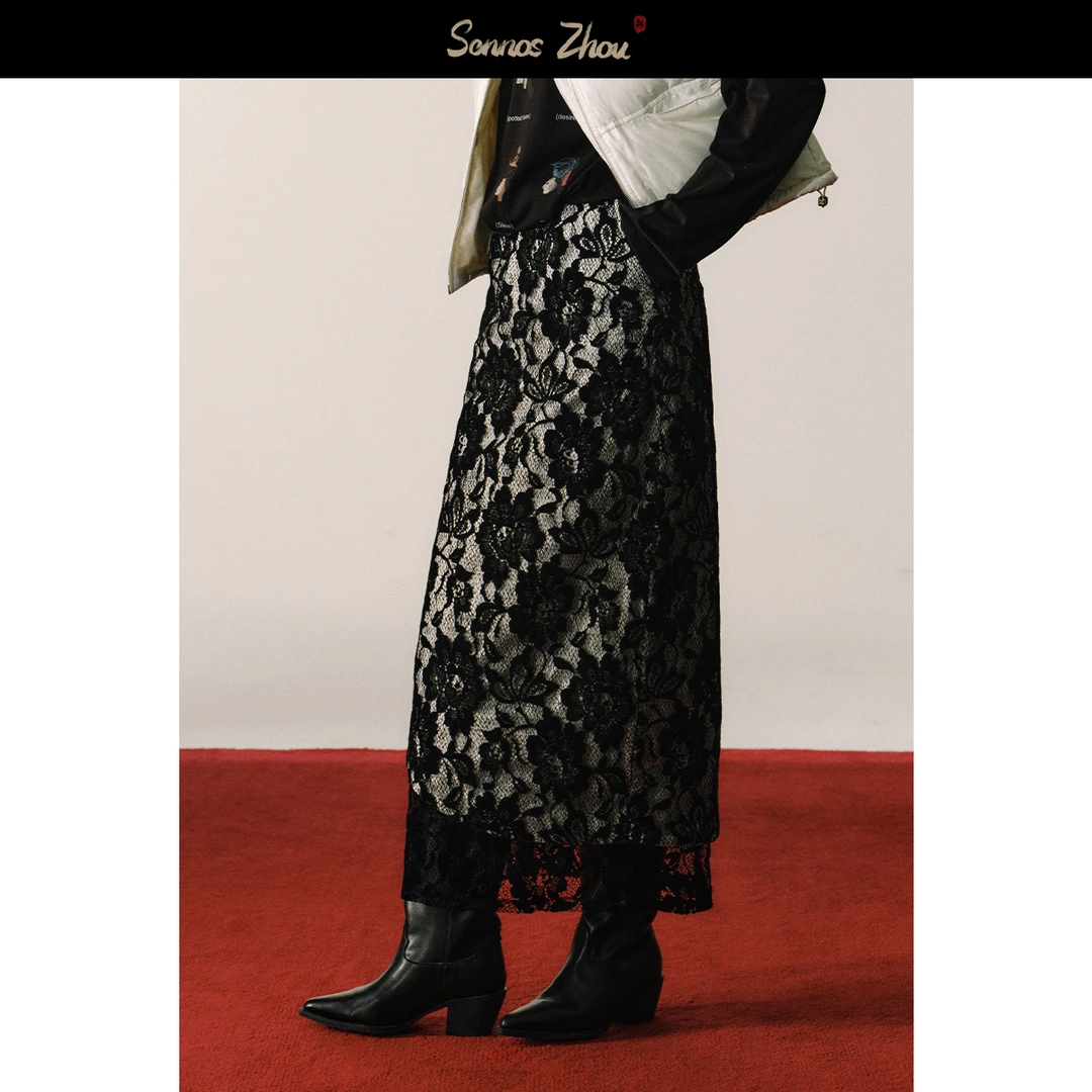 sennoszhou幽兰花影拼接半裙C413012