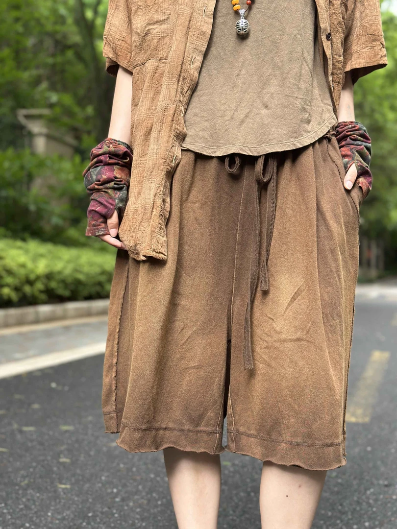 昔玙230416 夏季新款复古做旧休闲短裤宽松百搭