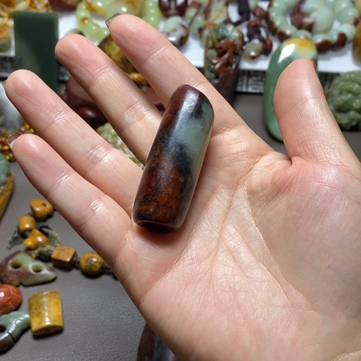 回***涯未镶嵌岫岩河磨玉（透闪石质玉）珠宝奇石