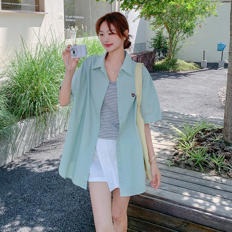 宽松衬衫T恤短裤三件套2025夏季新款韩版时尚气质百搭防晒衬衫女