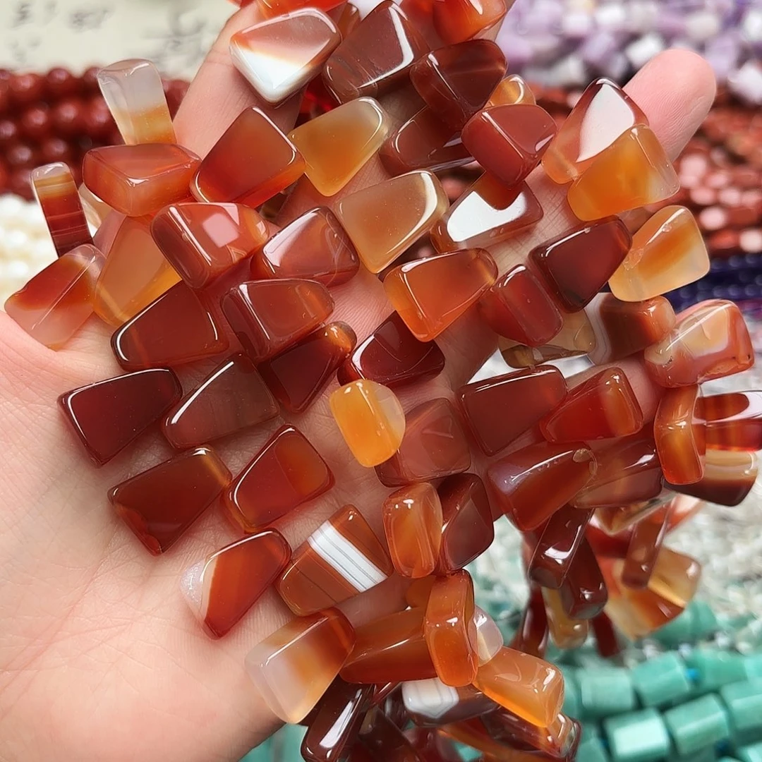 玛瑙/玉髓未镶嵌珠宝半成品14×18红玛梯形一条