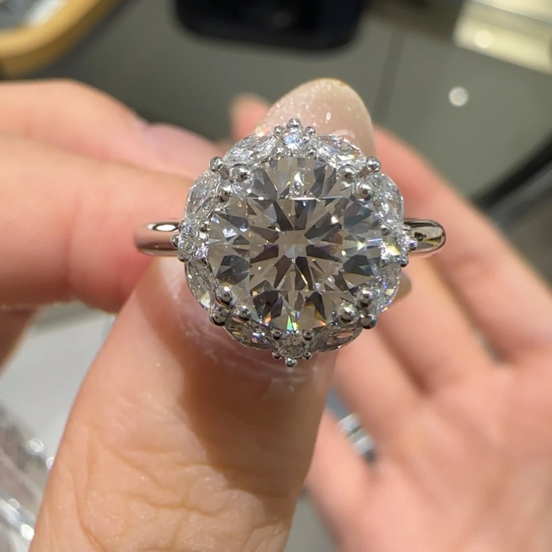 铂Pt950镶嵌实验室培育钻石赵露思同款2卡igi双证