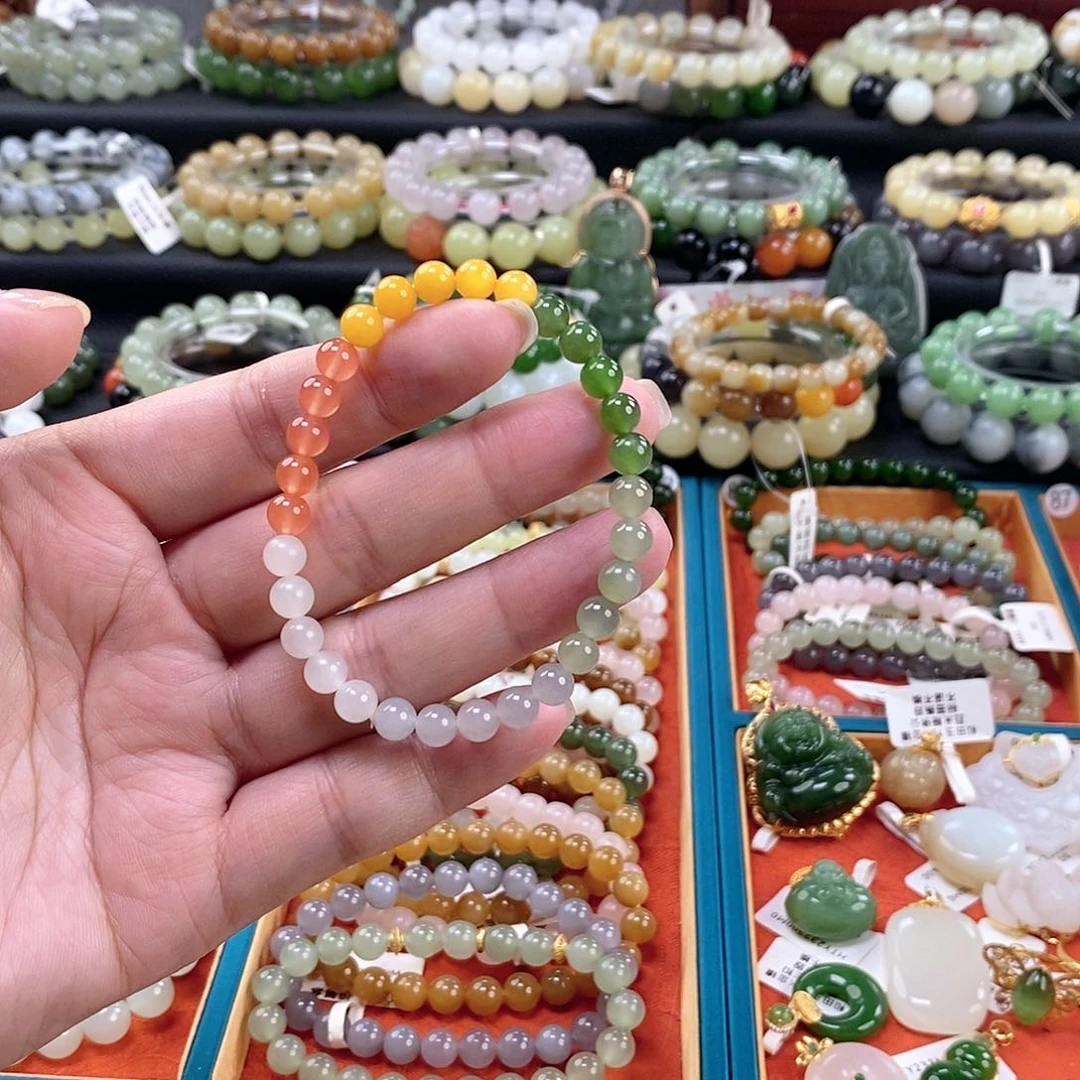 和田玉手链 6MM未镶嵌多宝