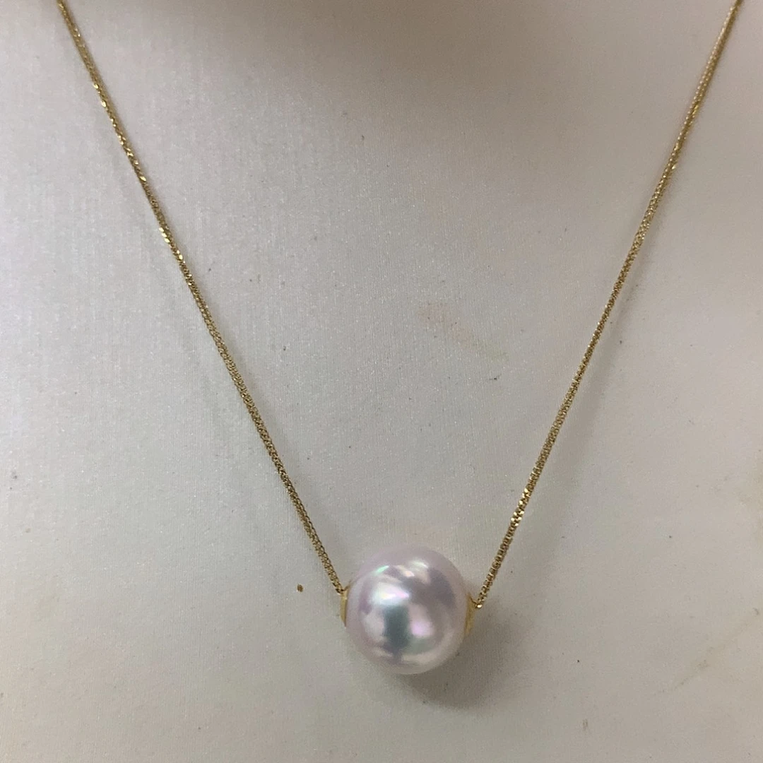 海水珍珠18K金镶嵌颈饰9-9.5akoya路路通