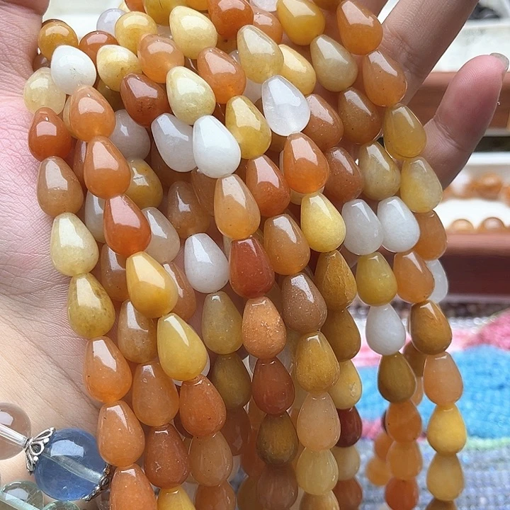未镶嵌玛瑙/玉髓珠宝半成品一条10/13mm左右金丝玉水滴
