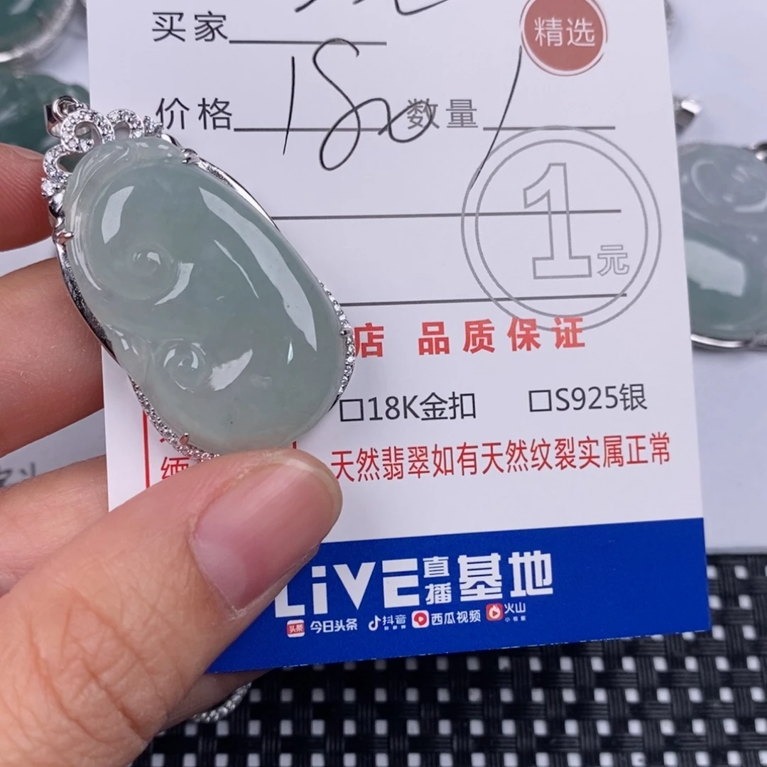 一***灯翡翠银S925镶嵌颈饰