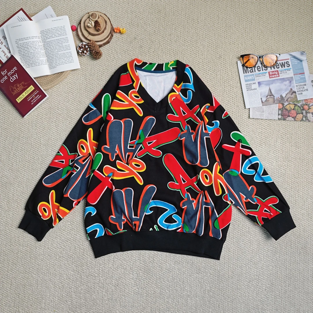 2025早春新款休闲满印卡通印花加厚卫衣9151