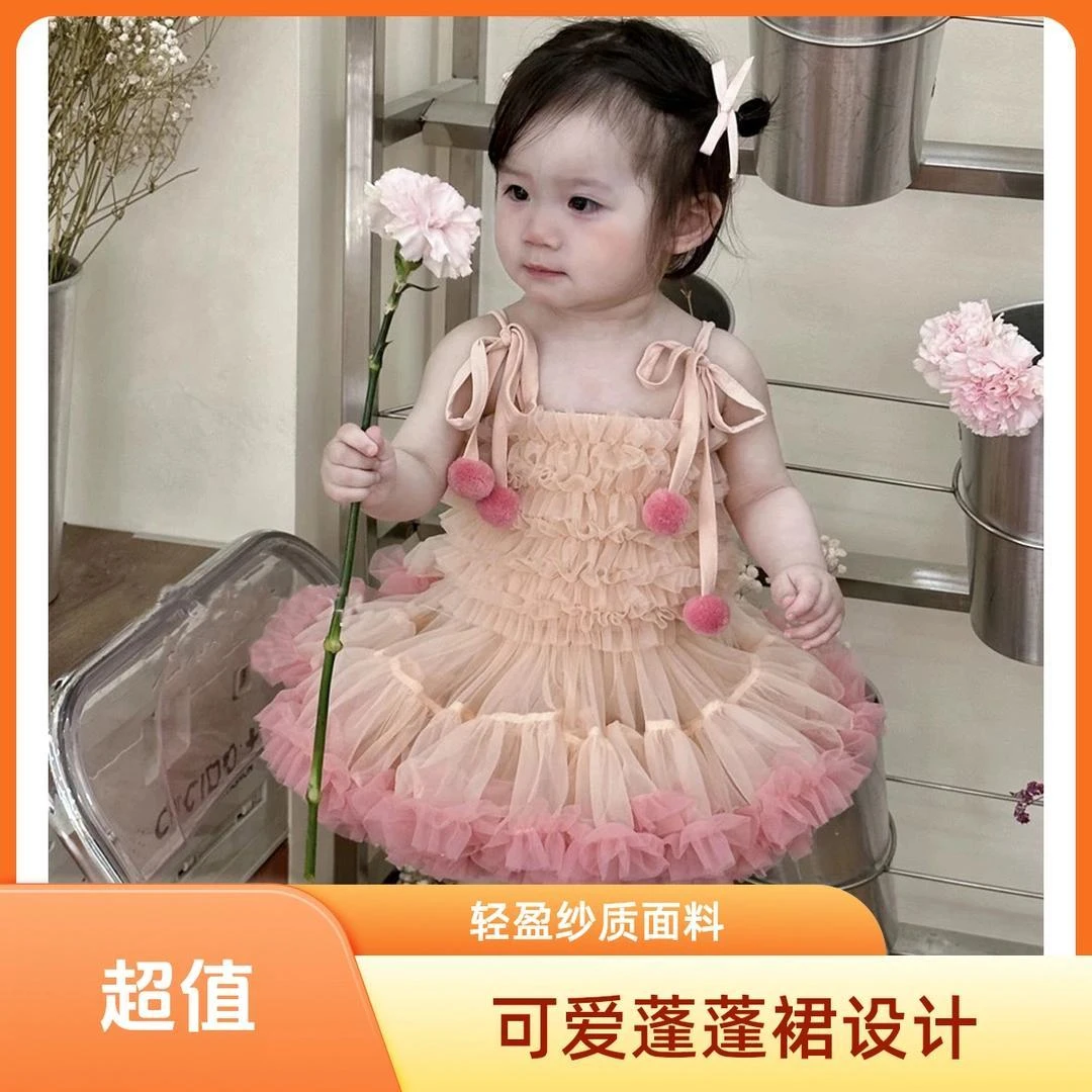 女宝宝连衣裙女童公主风蓬蓬裙TUTU裙2025春新款洋气时髦生日礼服