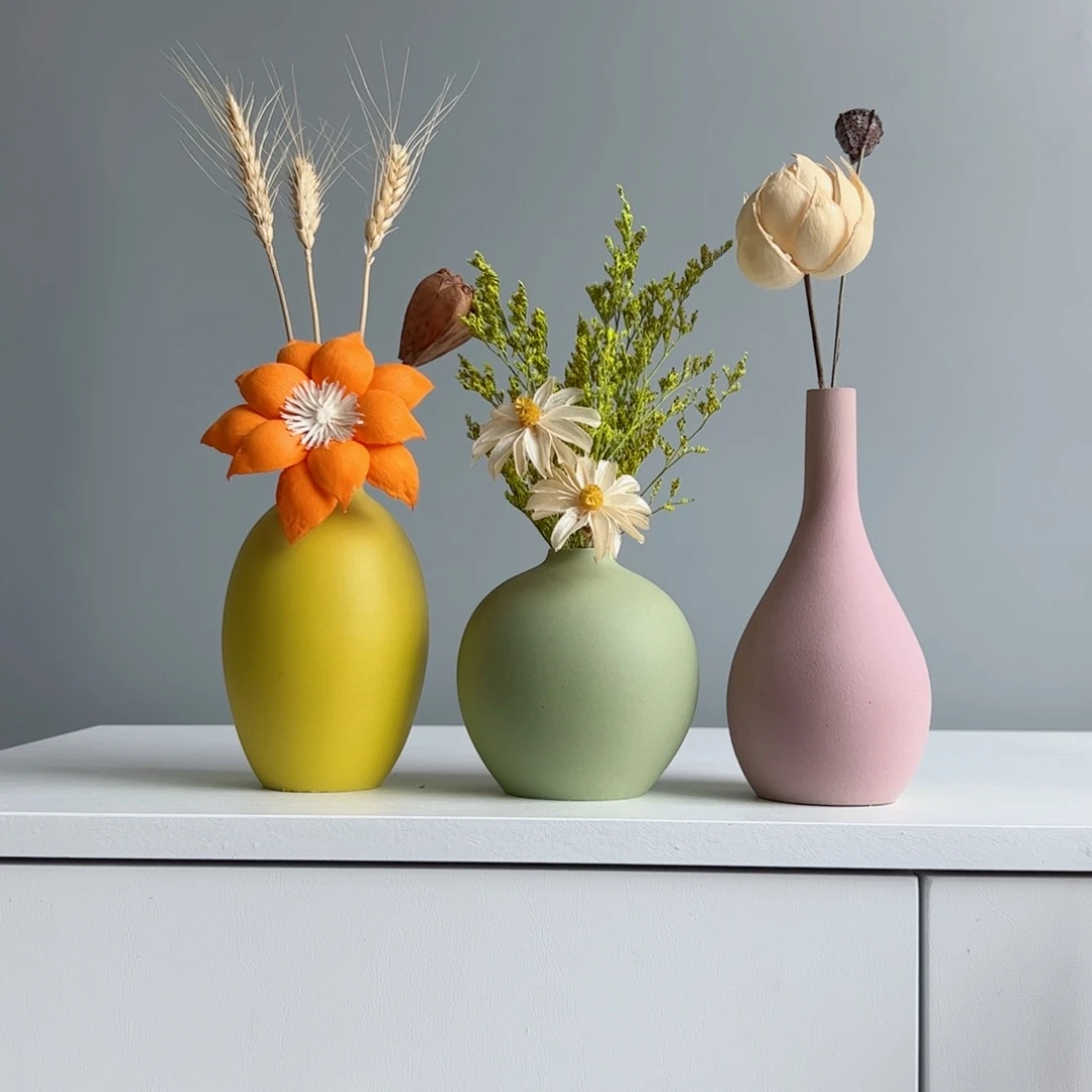 摆件陶瓷小花瓶摆件含花总高约20-30cm