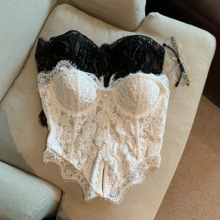 法式复古蕾丝带胸垫抹胸背心打底衫女款爆款2025新款洋气高贵上衣