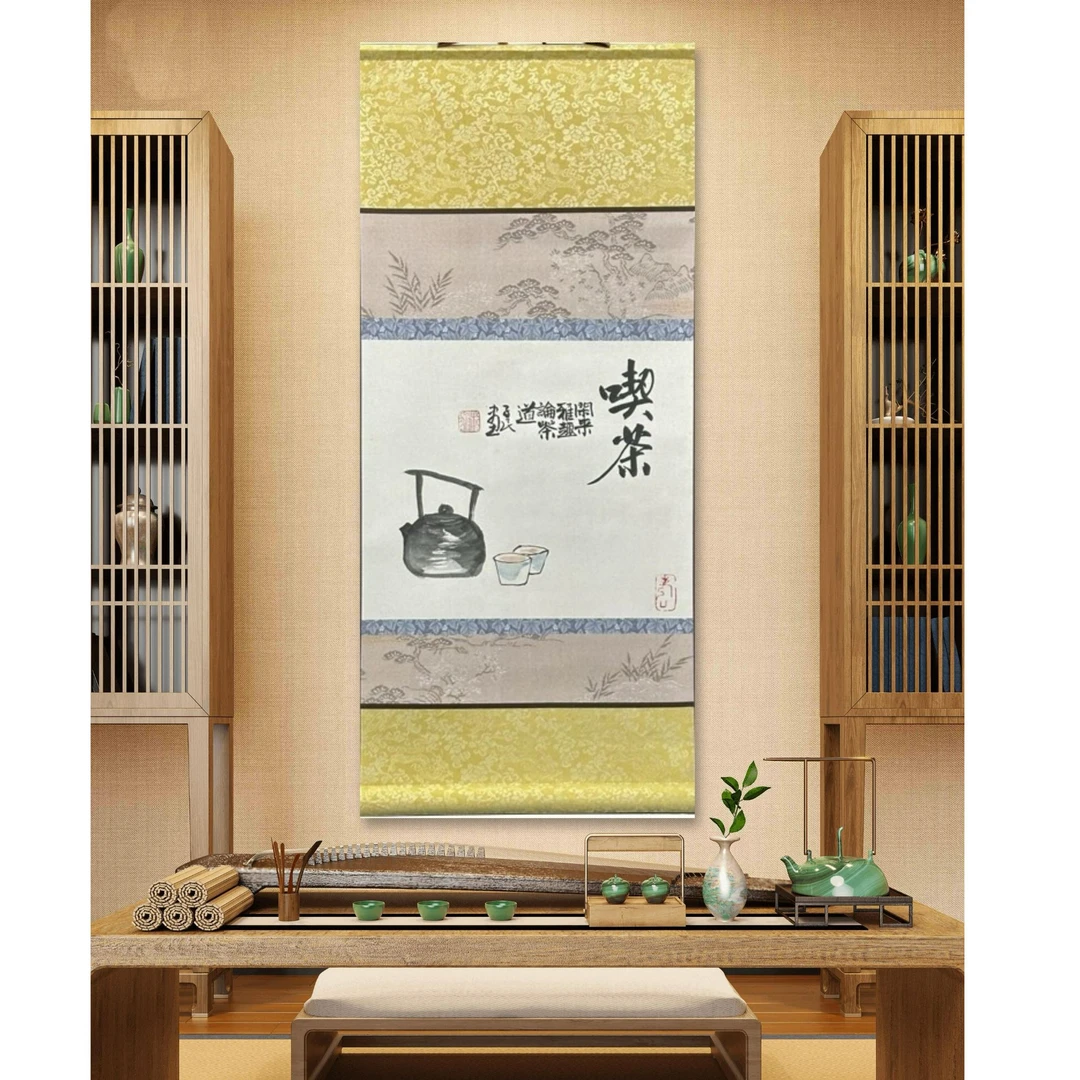 《吃茶》真人设计精品画轴