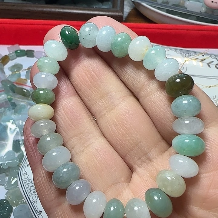 翡翠未镶嵌颈饰天然缅甸翡翠多宝算盘珠