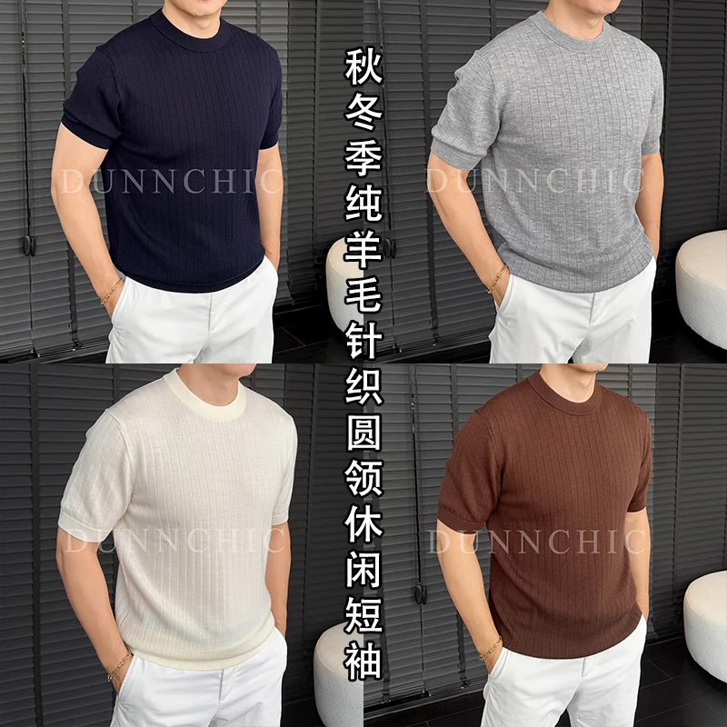 徐先生出品秋冬季Lp纯羊毛针织圆领休闲短袖253550【杜恩】