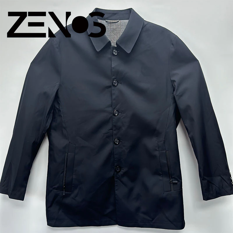 旺旺藏青色时尚百搭款风衣内衬格子款