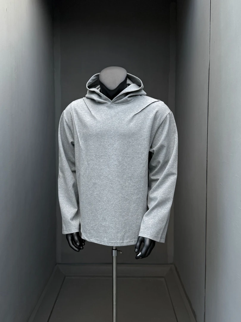 91studio 灰色cleanfit连帽卫衣男早秋欧美外套薄款美式套头长袖