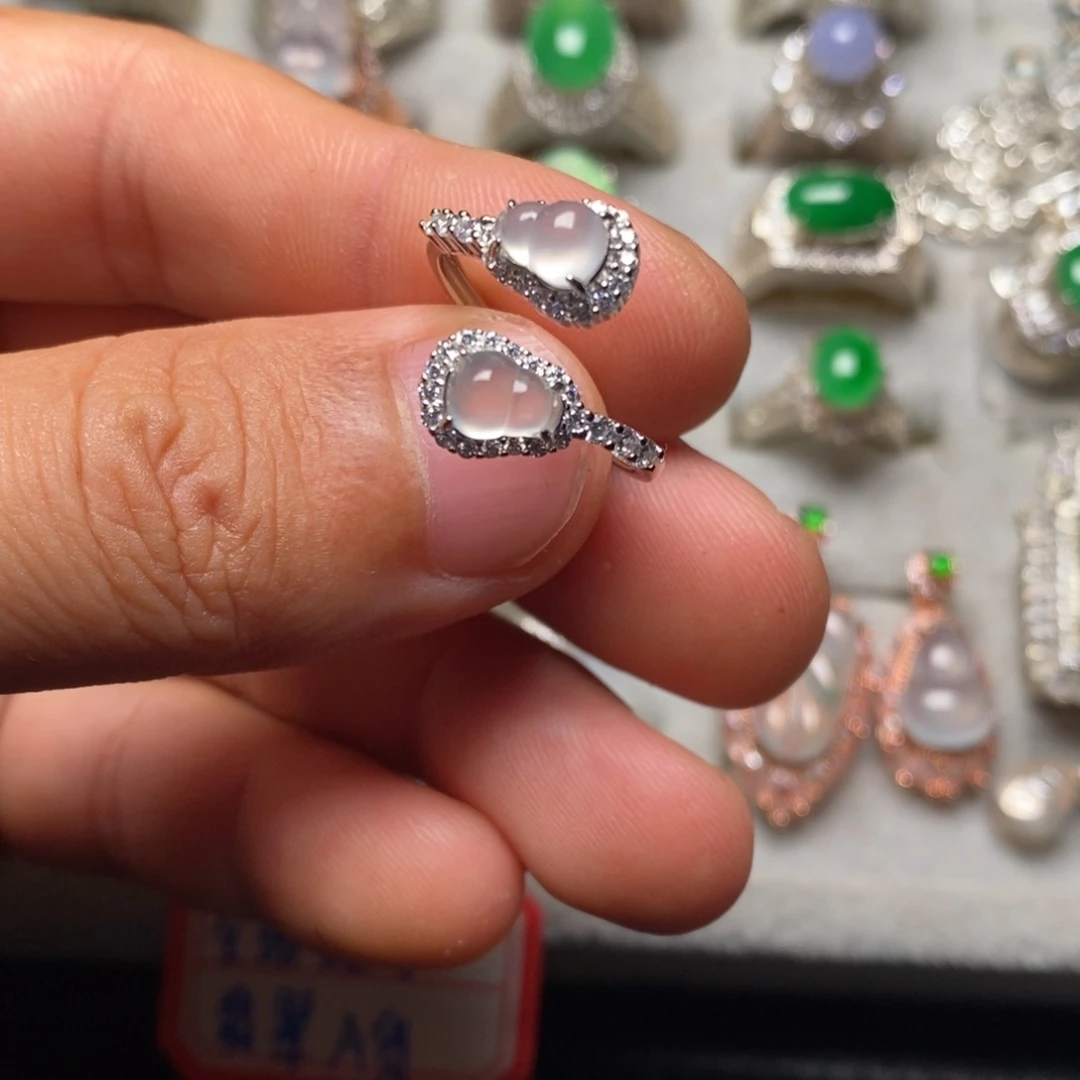 翡翠戒指银S925镶嵌戒指