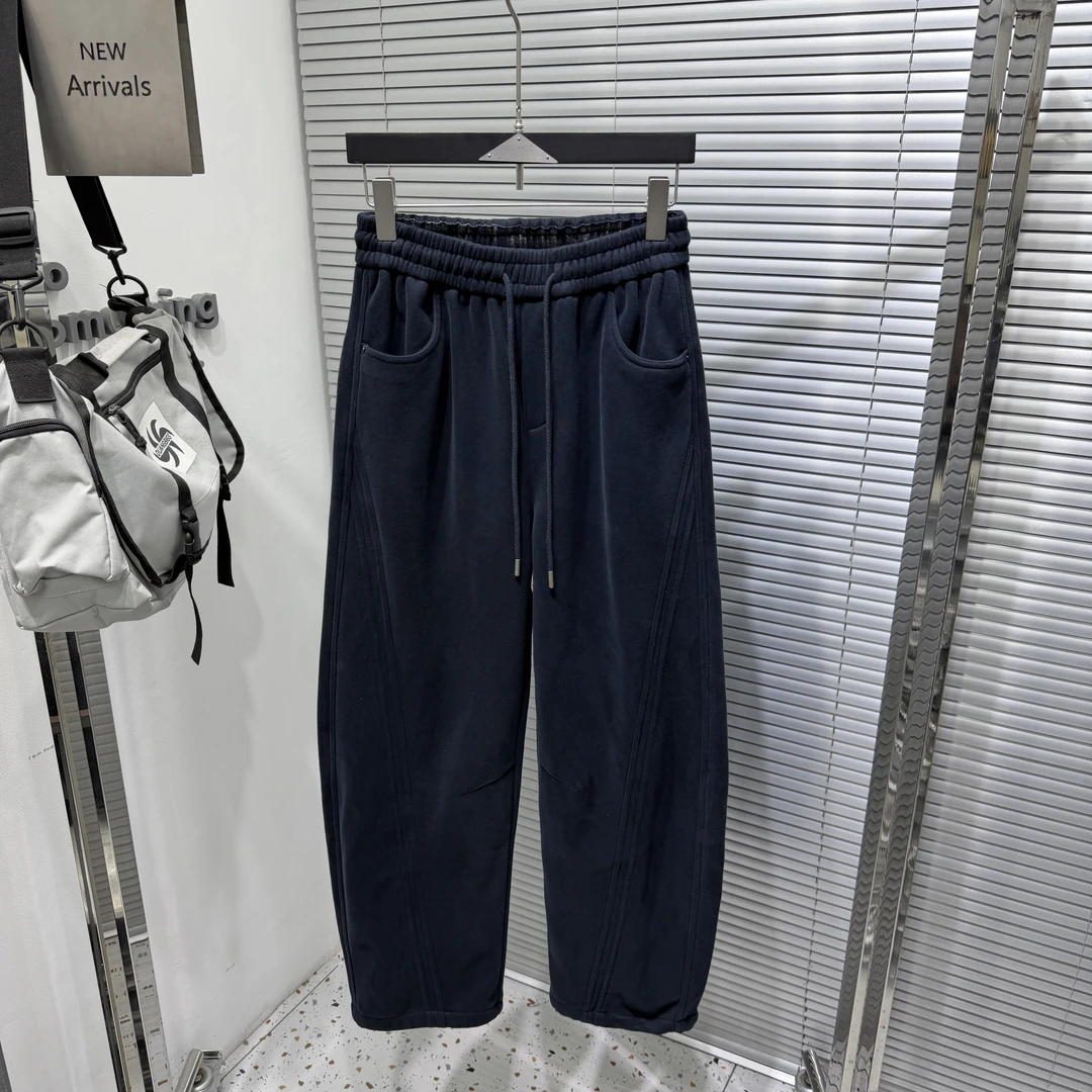 欧货高档男士冬季新款宽松加绒直筒裤潮流时尚简约舒适运动休闲裤