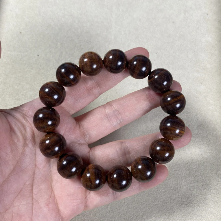 正宗海南黄花梨手串1.5单圈紫油梨纹理天然降香上等黄花梨手串
