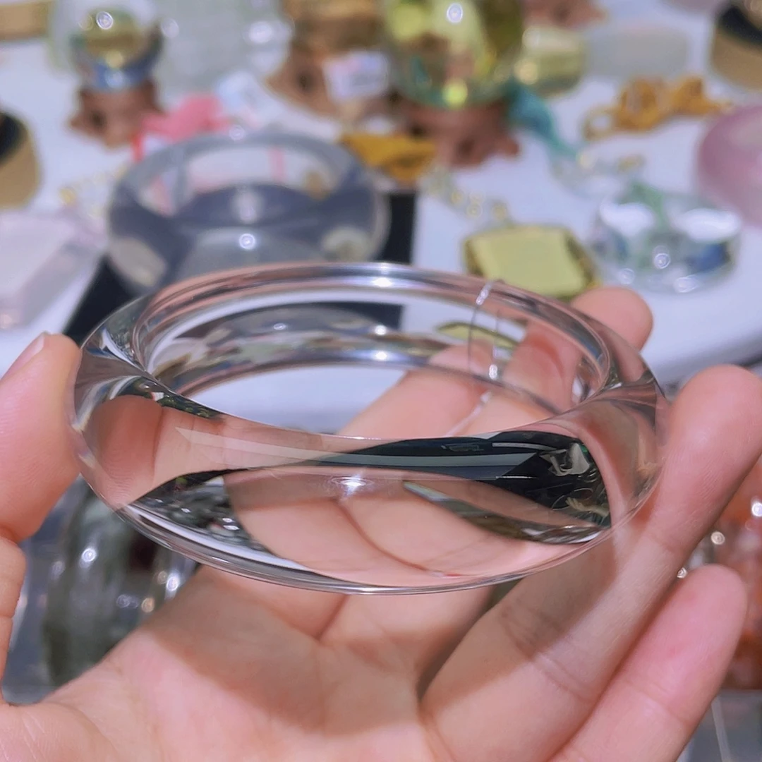 水晶手镯未镶嵌天然全净体白水晶手镯