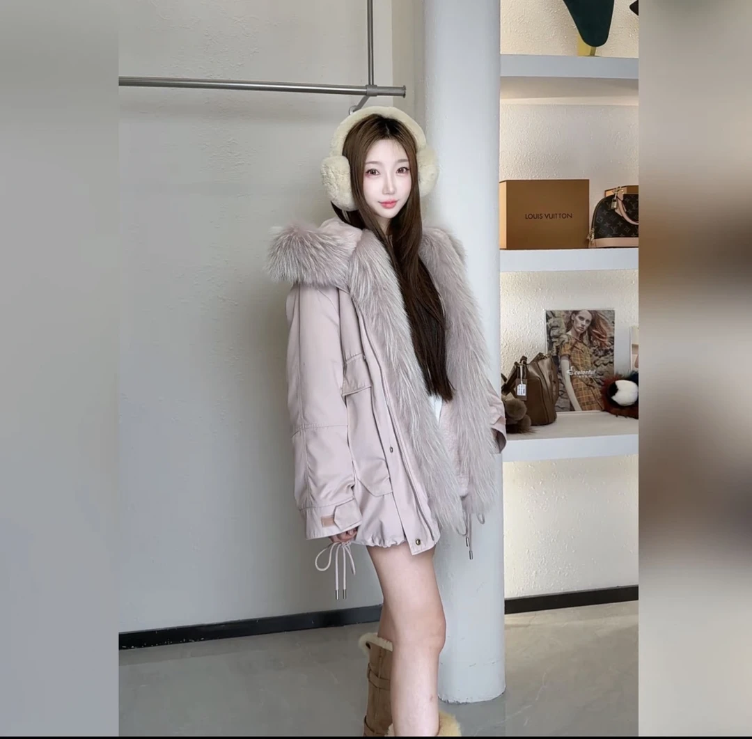 【冰雪奇缘】2025年新款派克外套可拆卸内胆貉子毛领