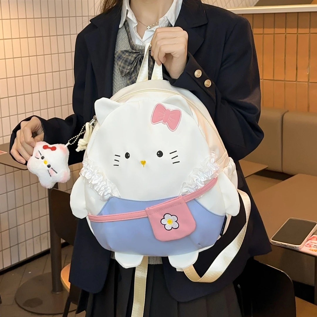 mingdiandian可爱小猫书包女生休闲双肩包日系软妹百搭旅行小背包