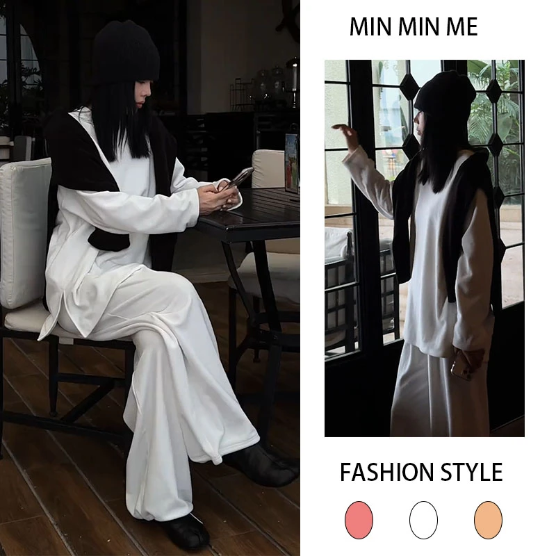 2025秋季新款设计感显瘦时尚百搭长袖上衣女搭配休闲阔腿裤两件套