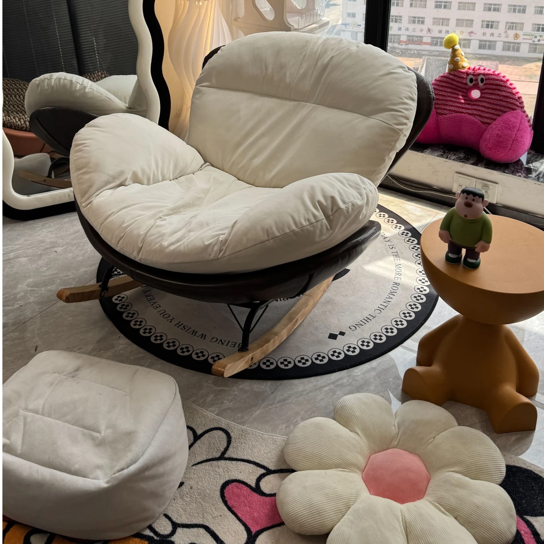 【送脚踏】4蝴蝶摇摇椅网红阳台客厅休闲躺椅卧室家用轻奢简约午睡