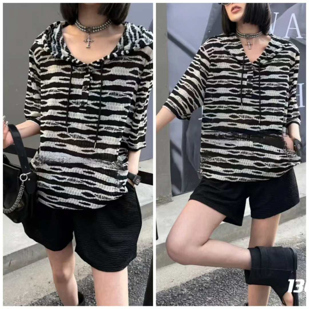 夏季新款大码时尚韩版条纹短袖女T桖衫1602