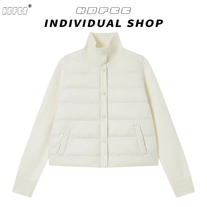 设计感小众针织拼接棉服外套女2025冬季新款气质简约休闲百搭棉袄