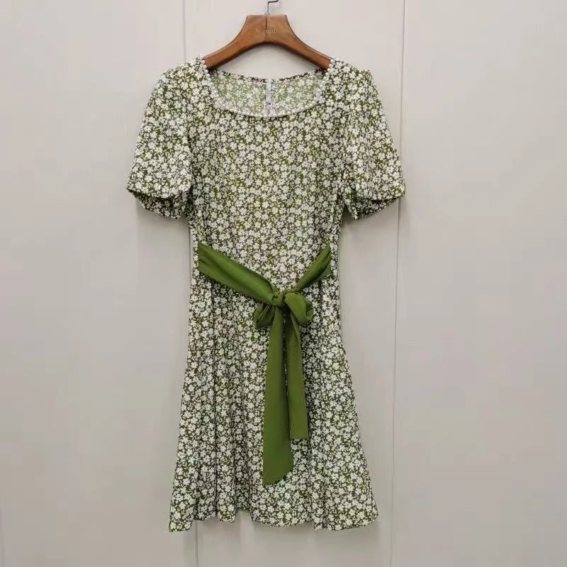 【JX563绿色裙】麦多多碎花长款新款裙子夏季修身显瘦气质连衣裙