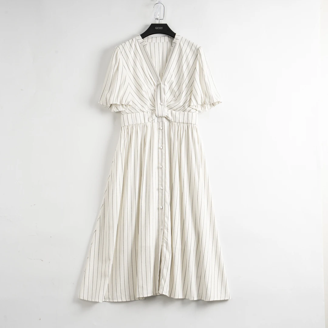 白色条纹气质连衣裙-20966