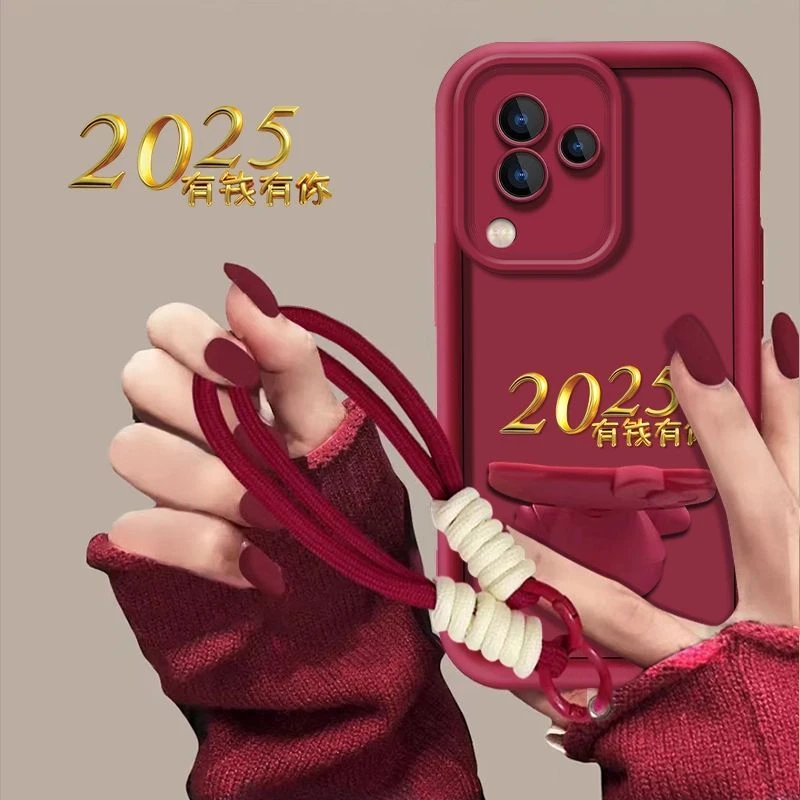 适用于【小米civi3】2025有钱有你新年猫咪支架手机壳创意防摔女