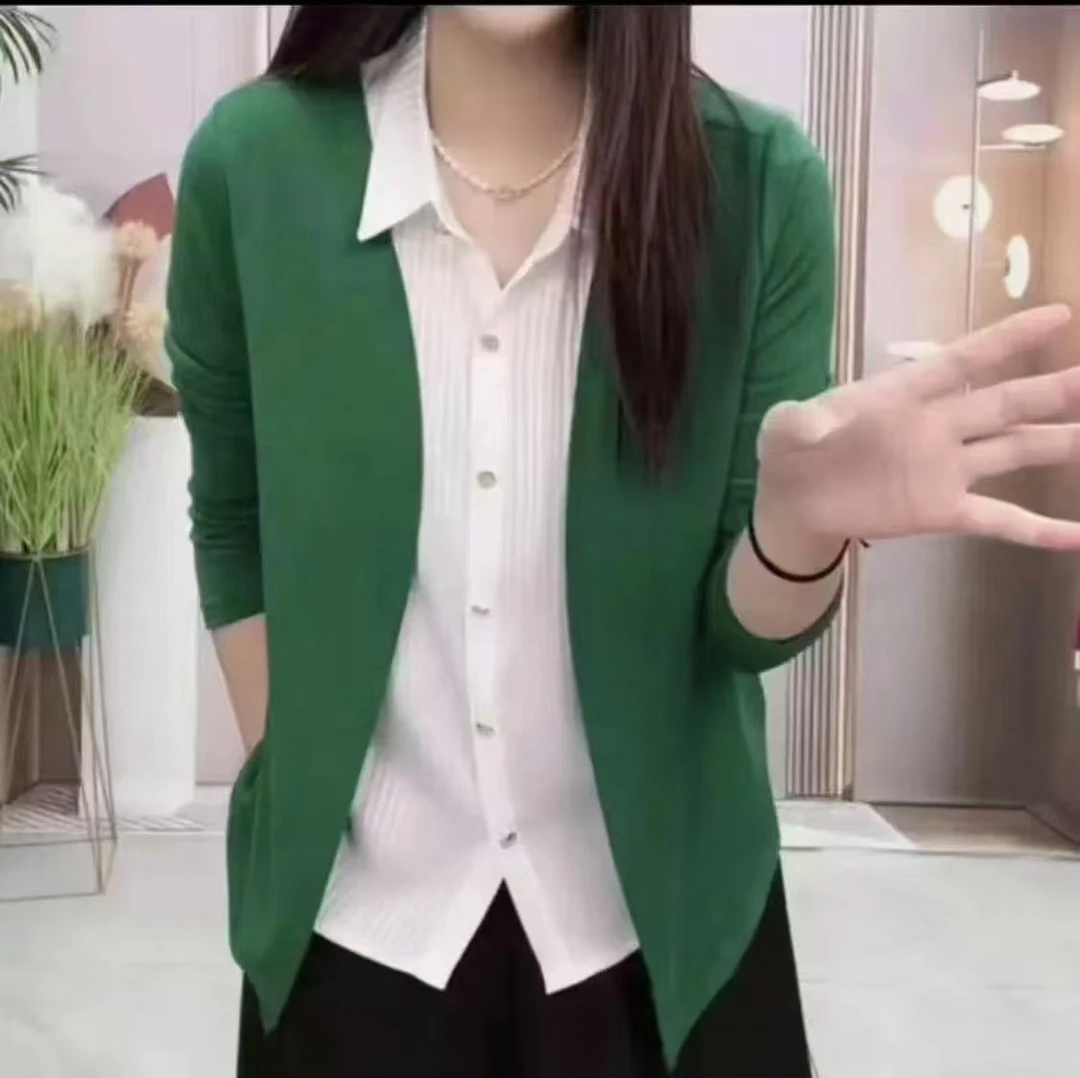 2025新款假两件衬衫领显瘦时尚洋气小衫