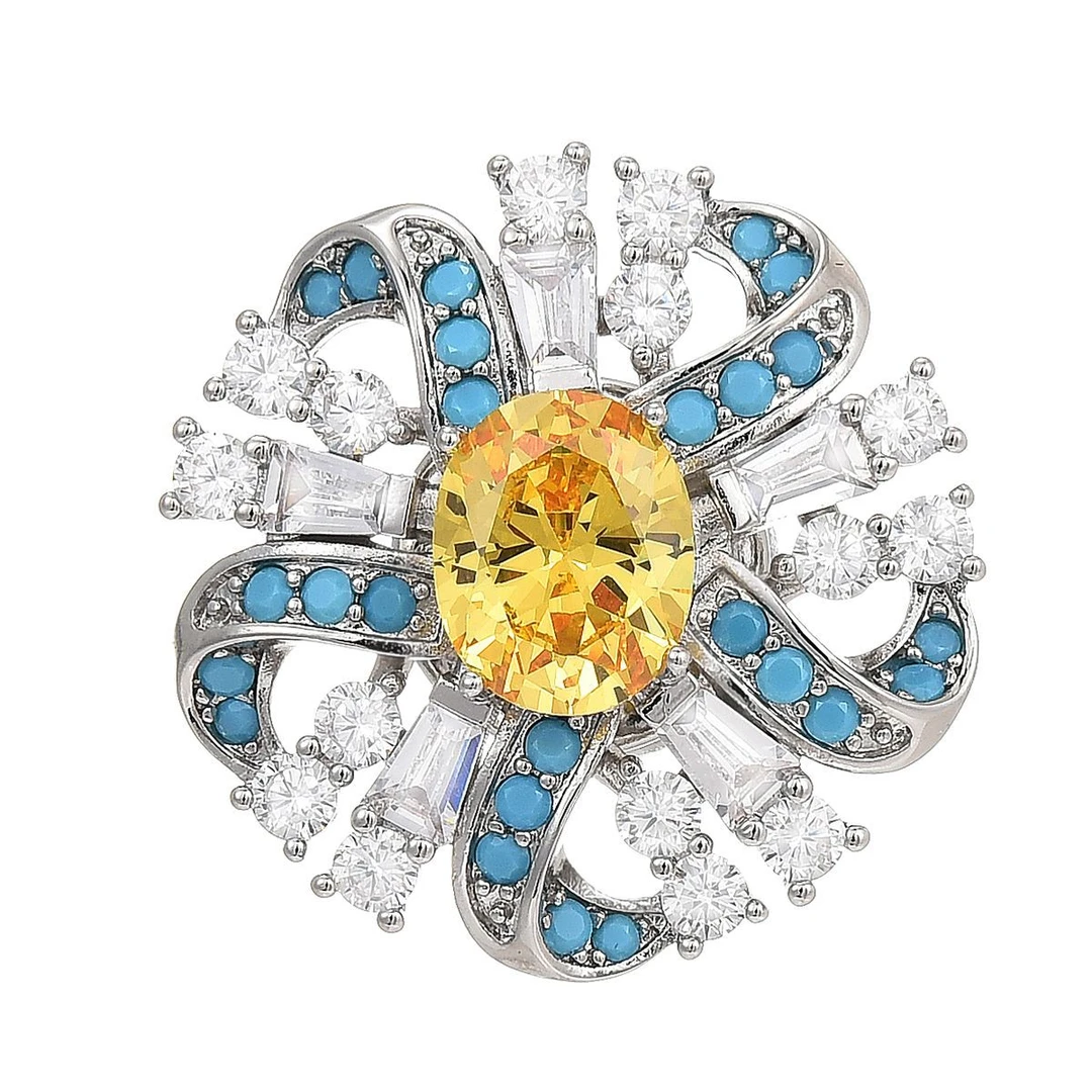 铜合金锆石胸针 30663时尚轻奢百搭气质精致花型几何磁吸扣（小版）