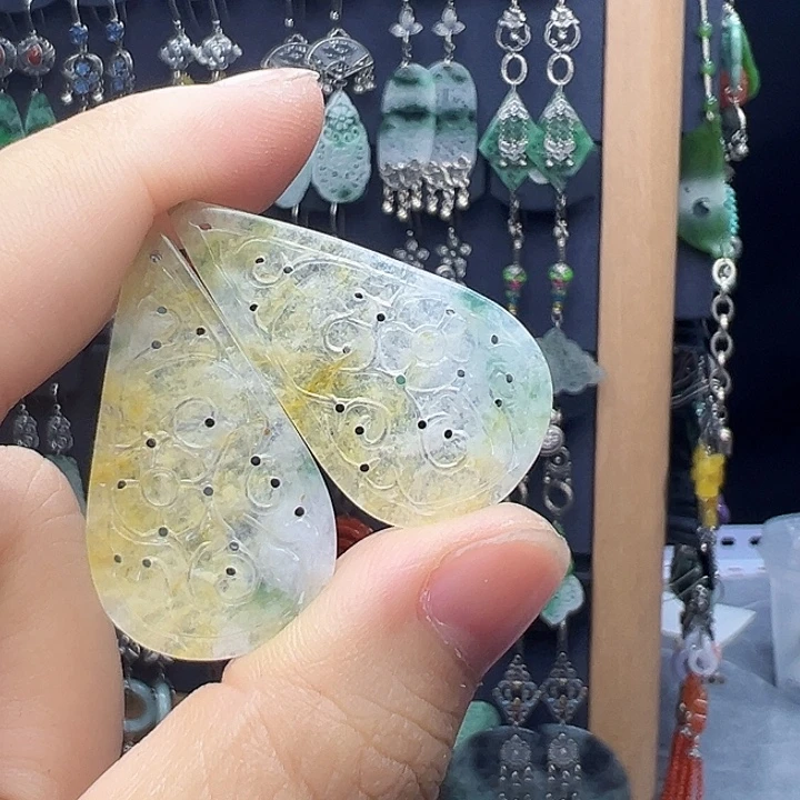 二***0翡翠银S925镶嵌耳饰