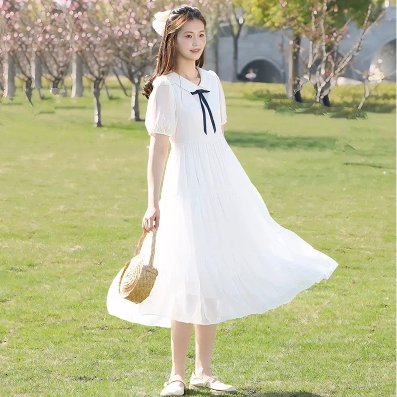 夏季新款初高中生学院风小清新连衣裙女童白色长裙zb5933田范KIDS