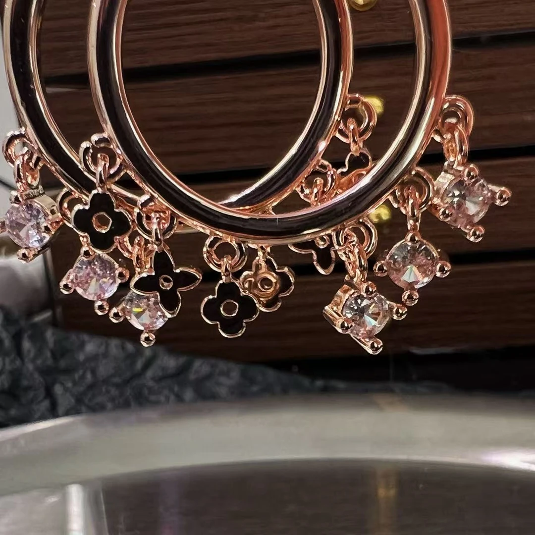 铜合金锆石耳饰 流苏耳圈1048