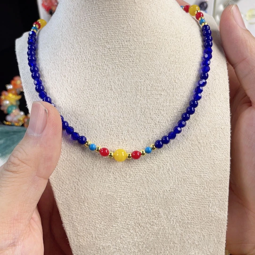 水晶手串银S800镀金镶嵌